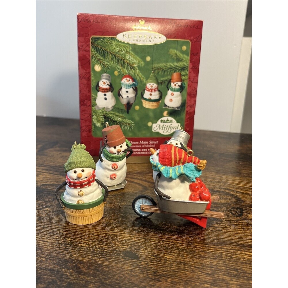 Hallmark Keepsake Christmas Ornament Set Race Down Main Street Snowmen Mitford